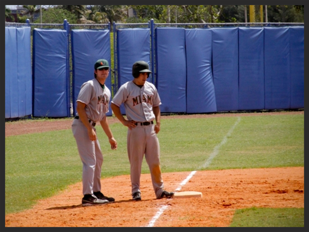North coaching third base.