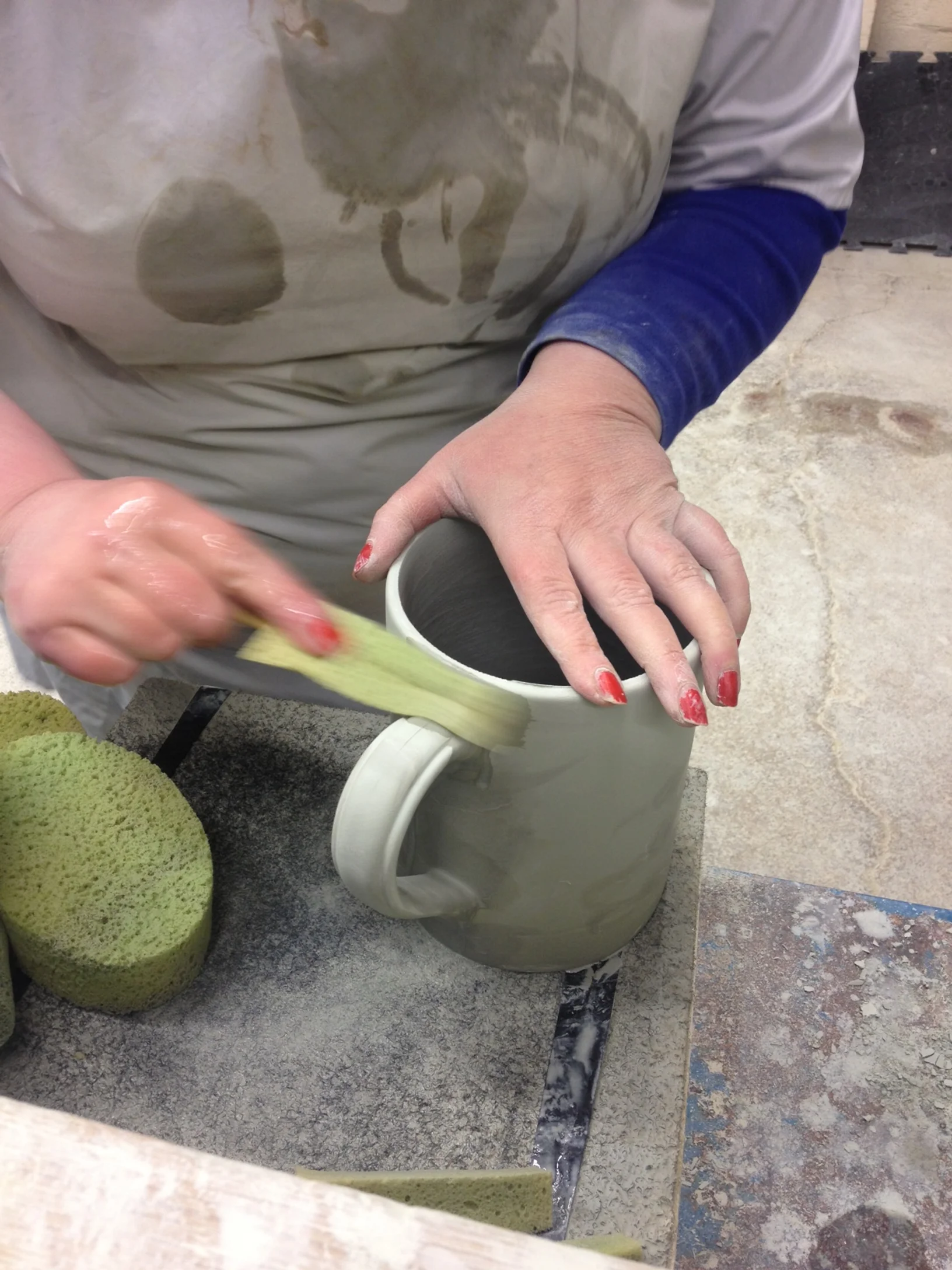 The Sponger, cleaning up any seem lines around the handle and cup.