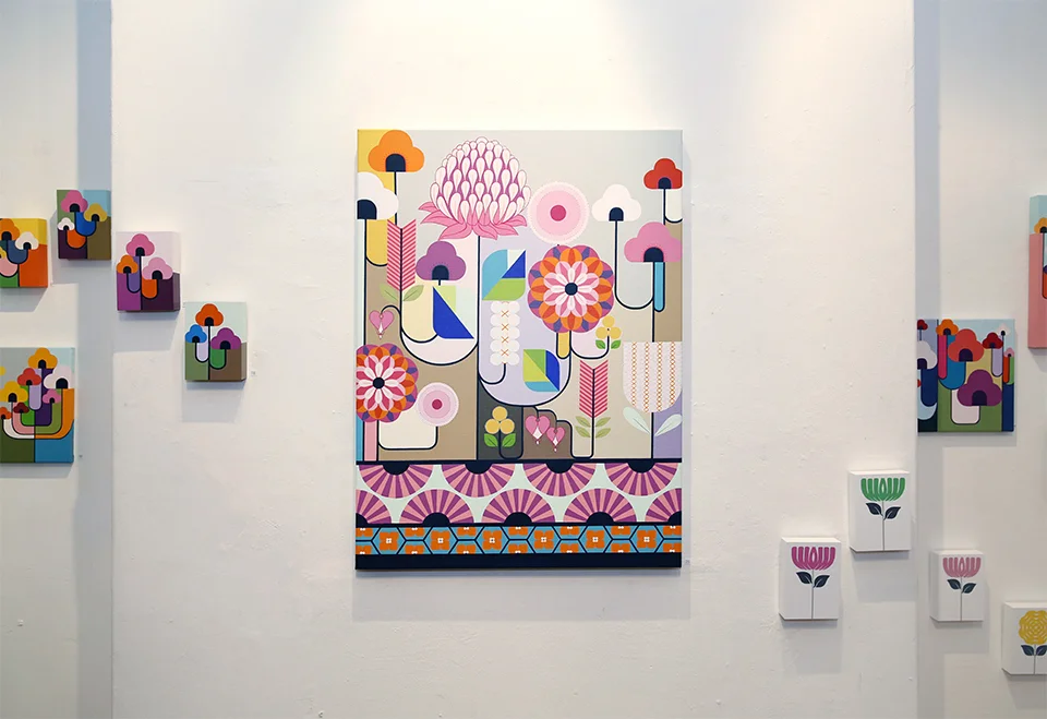 One wall of my 'haru'-spring exhibition at Urban Cow Studio