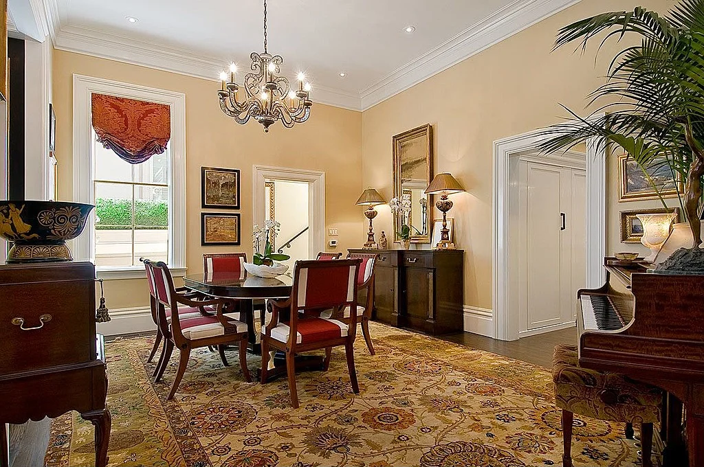 Pacific Heights living room interior design with custom upholstery and window treatments - San Francisco Interior Designer