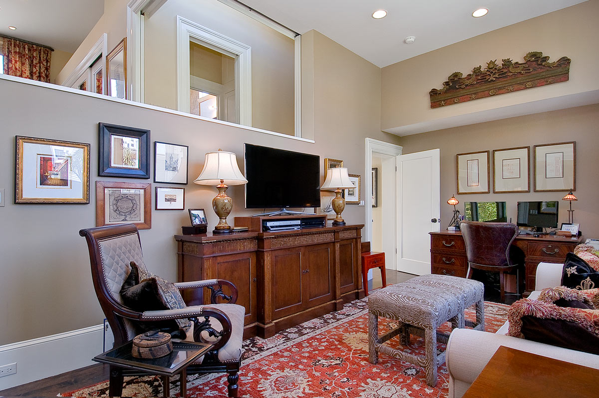 Pacific Heights home office interior design with custom upholstery - San Francisco Interior Designer