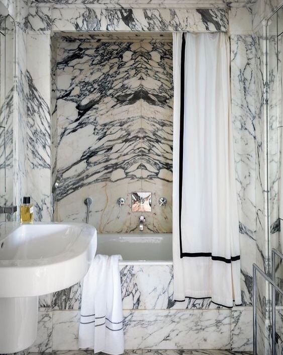 Book-matched stone shower Source unknown