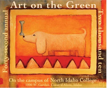 The 2010 Poster Contest Winner was Alan McNeil of Troy, Montana. Alan has won 7 other awards from Art on the Green, including prior posters in 2006 and 1997, and the Best of Show Award in 1999. Alan McNeil's paintings are found in public and private art collections throughout the world. Since earning a Masters Degree from the University of Montana in 1987, McNeil has worked with a variety of media including wood-fired ceramics, sculpture, and painting, Most recently he has developed a unique series of mixed-media paintings which combine oil paint, encaustic, and black and white photography.