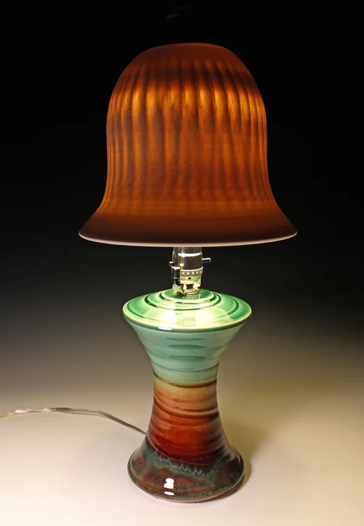lamp with translucent porcelain shade by artist James Diem of Hood River, OR