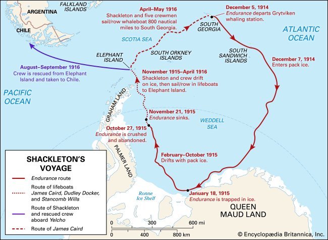 Ernest Shackleton Voyage Map
