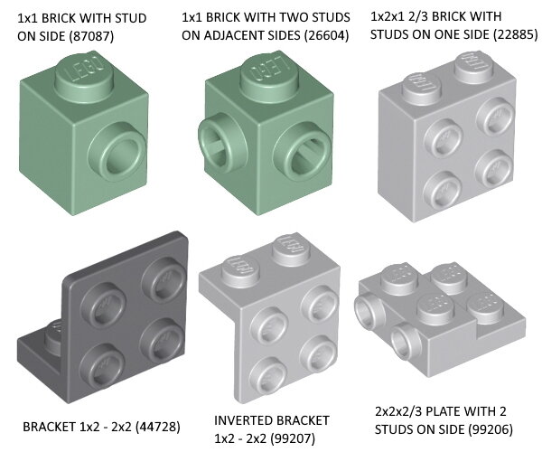 LEGO Parts NEW Pack of 5 Brick 1x2x1 2//3 with Studs 22885 RED