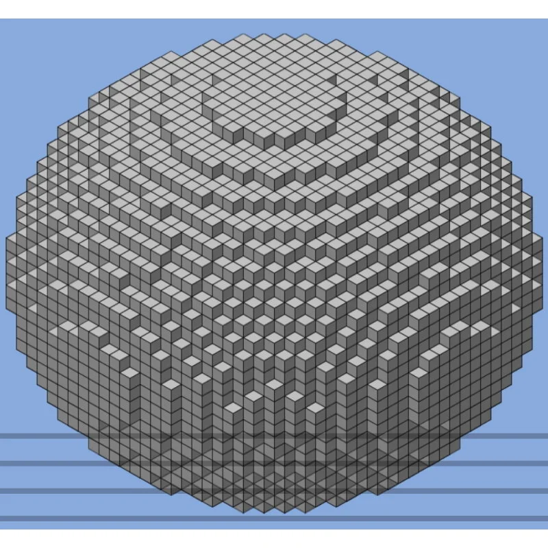 Ellipsoid with width of 36 and height of 30