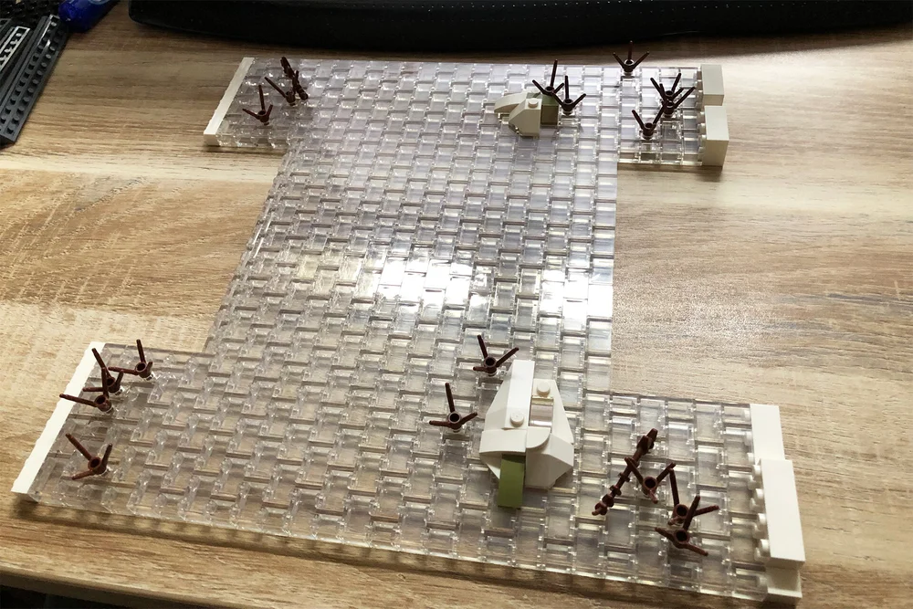  Frozen water minus the location for the bridgeheads. 