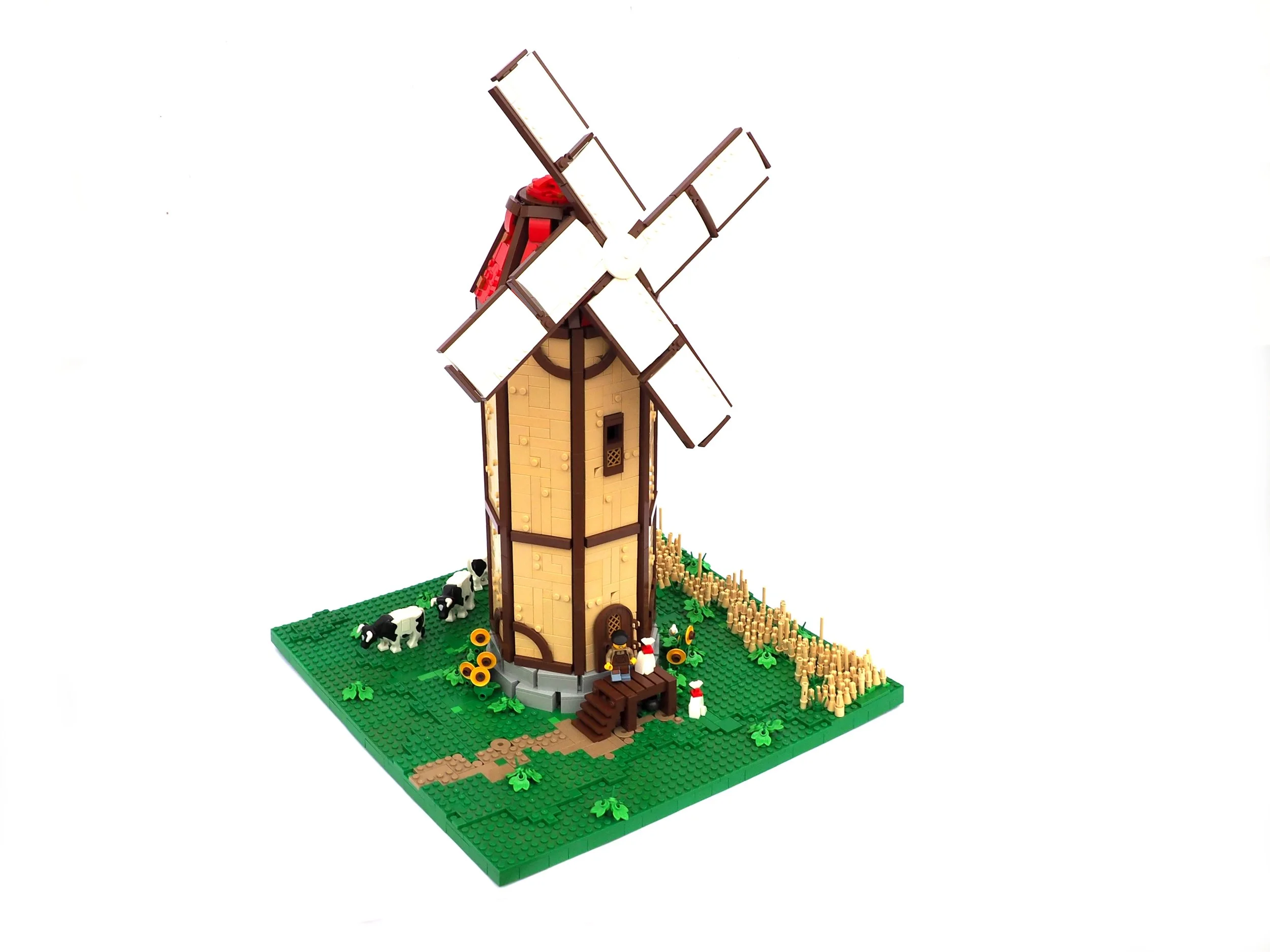  not only do the blades rotate, it has a full interior where you can see the gears laid out the way they would be in a real windmill 