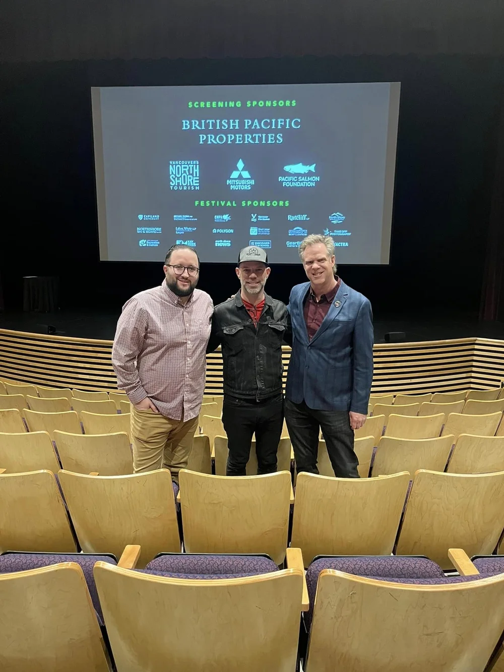  L-R: Ryan McLeod, Christopher Markowsky, Paul Hetherington  At West Vancouver's Coast Mountain Film Festival at Kay Meek Center.  Photo credit: Melissa Rekve 