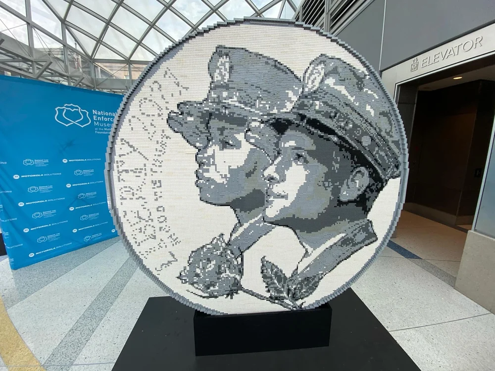  This commissioned coin built with LEGO bricks resides at the National Law Enforcement Memorial and Museum - Source: Mel Brown 