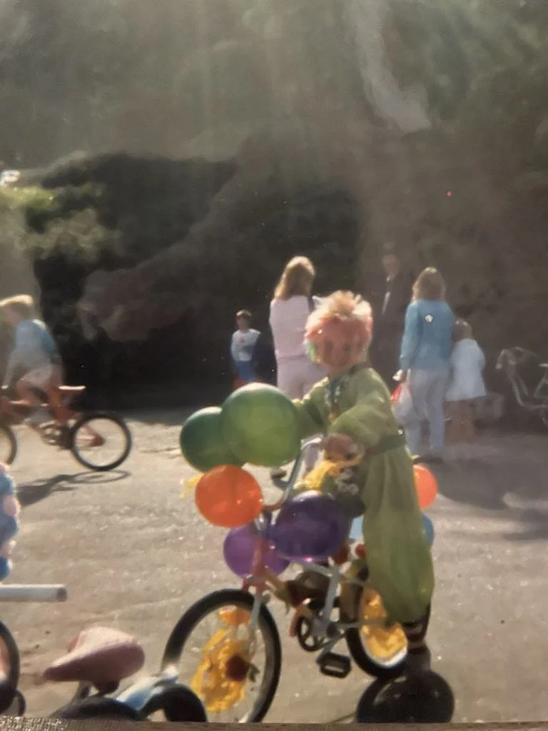 My big brother doing the slow bike race. Decorating our bikes for the show bike race was a big deal back then. It was so fun!