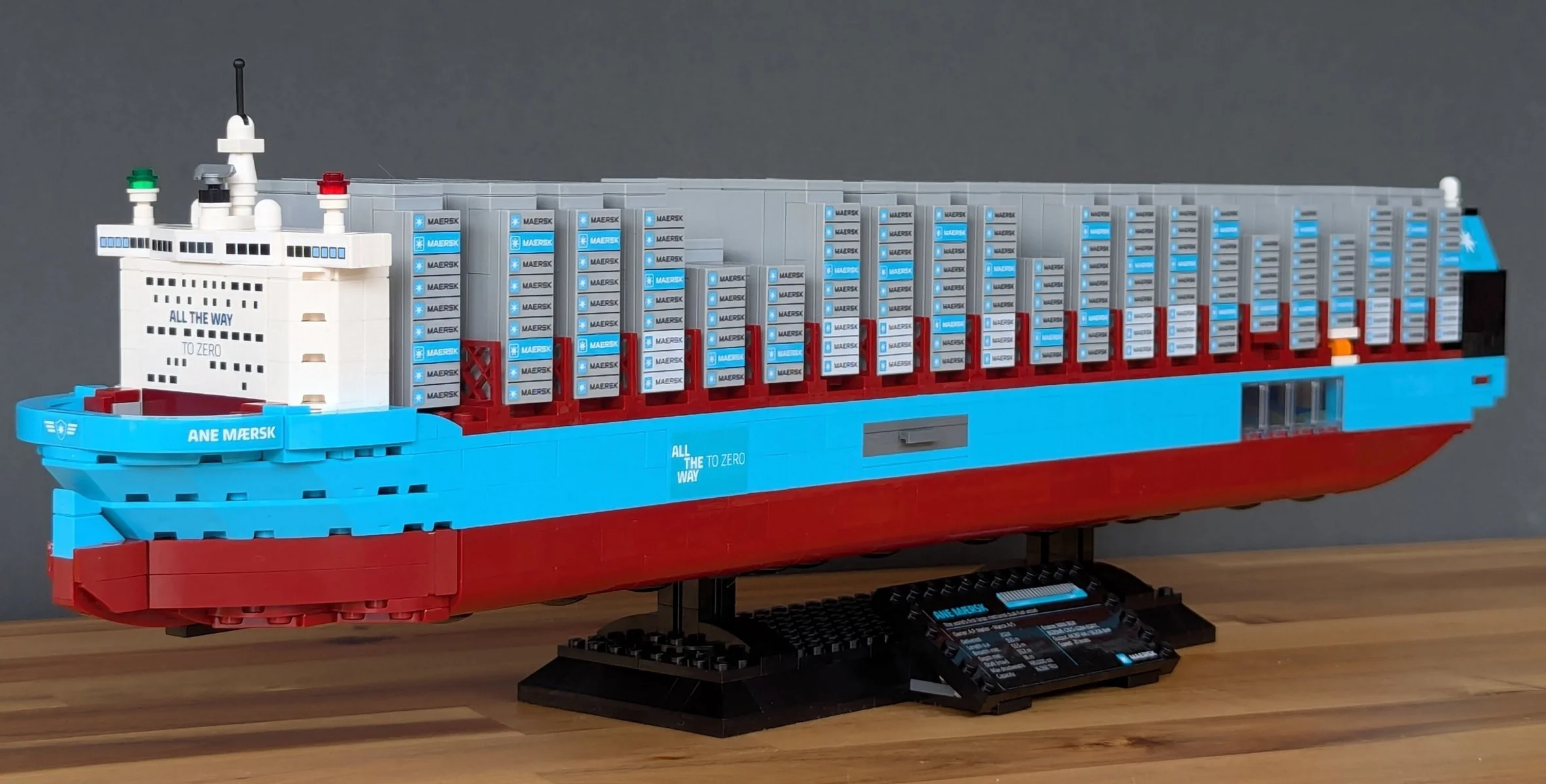 The completed model on its stand.