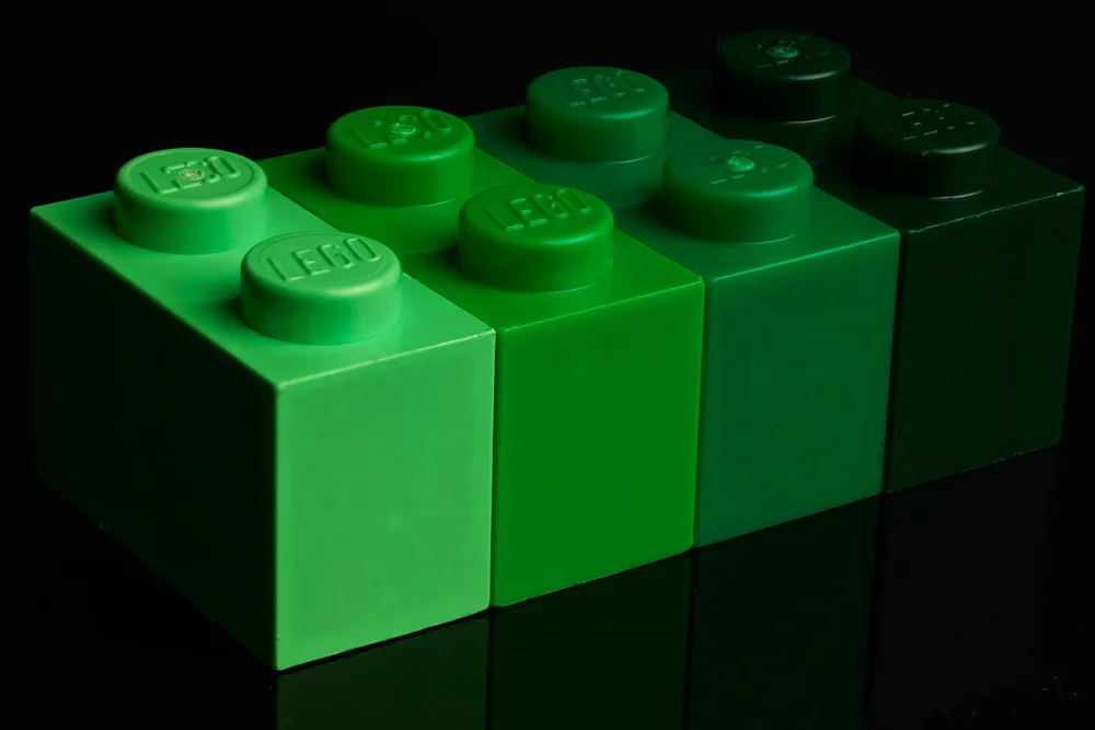 LEGO Macro Photography Green 1x2 Bricks Medium Green