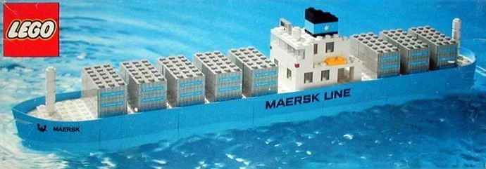 LEGO set 1650, a Maersk container ship from 1974.