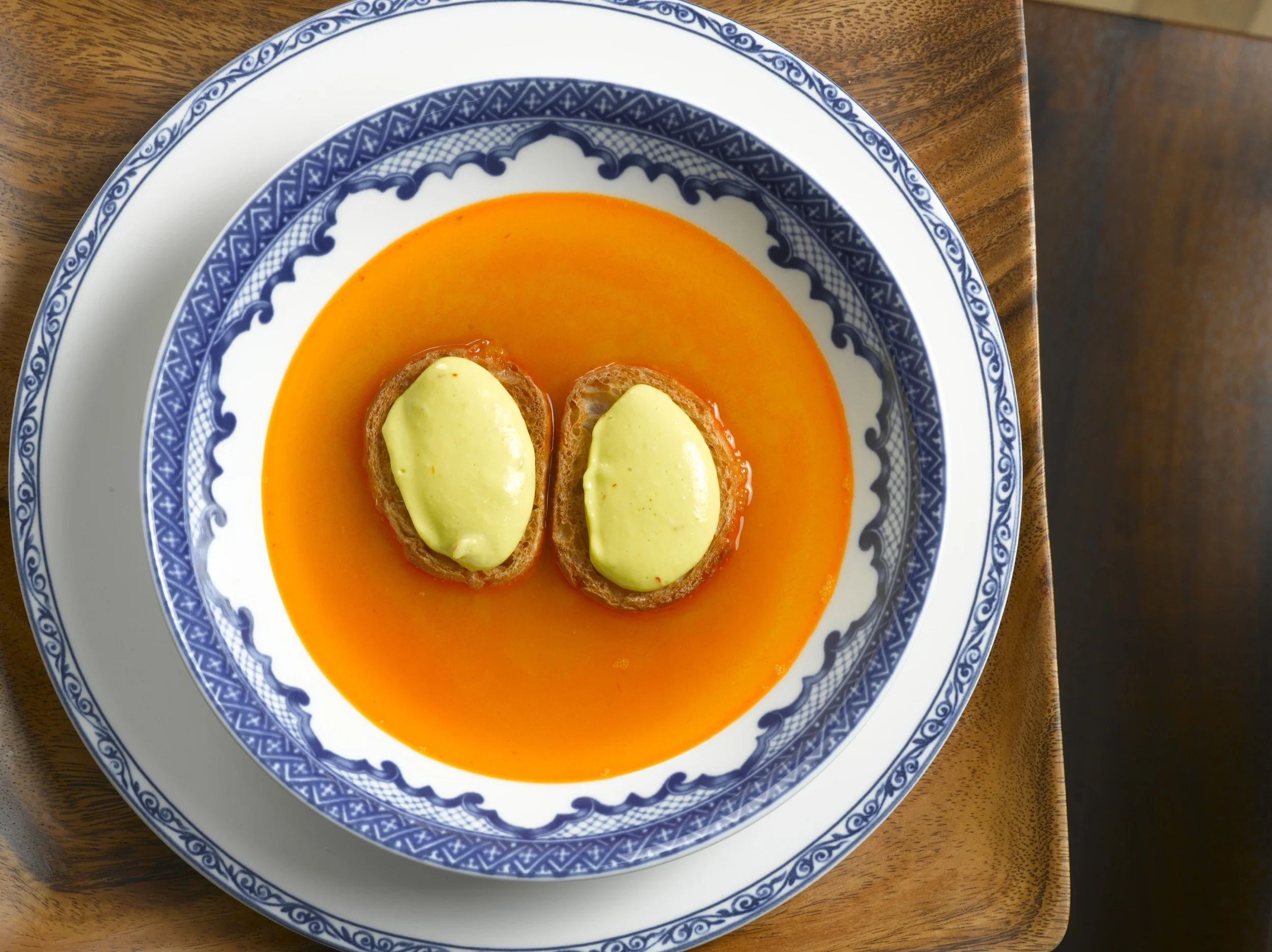 Mediterranean Fish Soup : A light, yet rich fish soup spiced with red chili flakes and saffron threads.