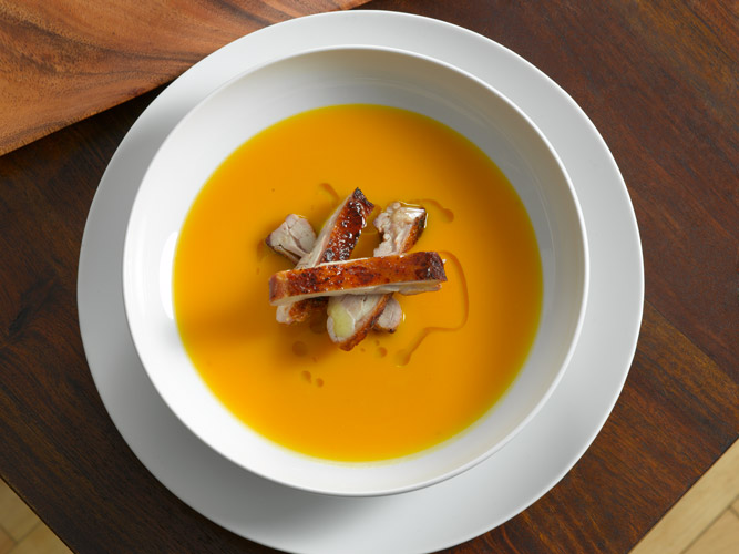 Butternut Squash Soup (topped with Chicken Confit)