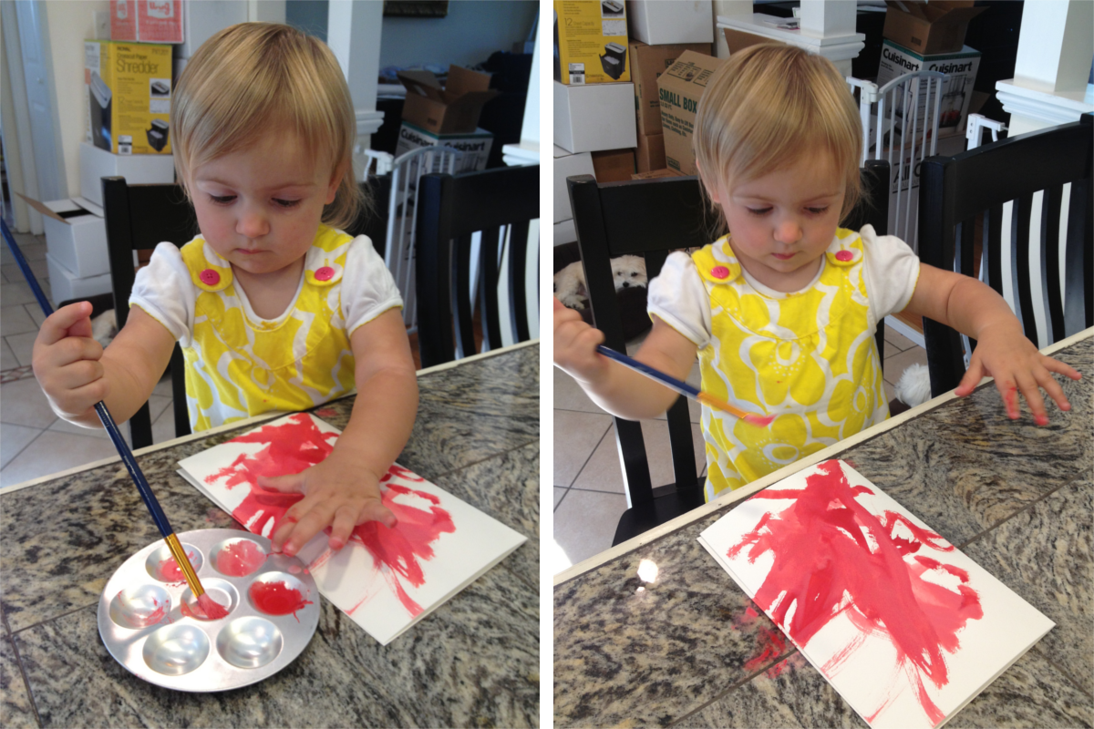 Myla painting a Birthday Card for her friend Ruthie.