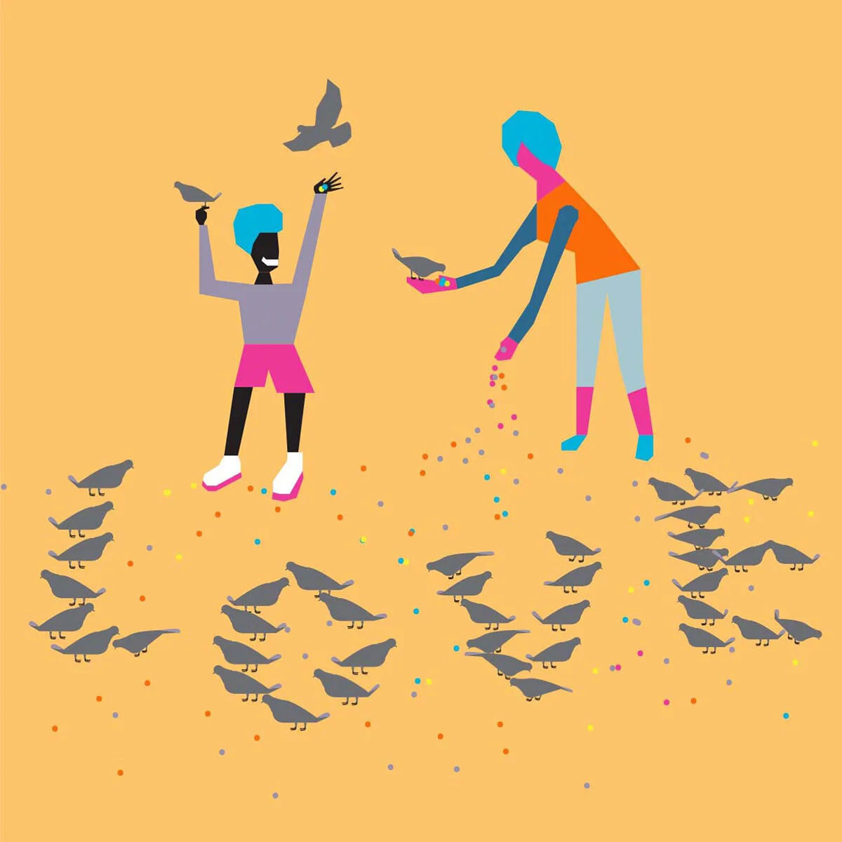 WE LOVE FEEDING PIGEONS BY JOHN HERSEY