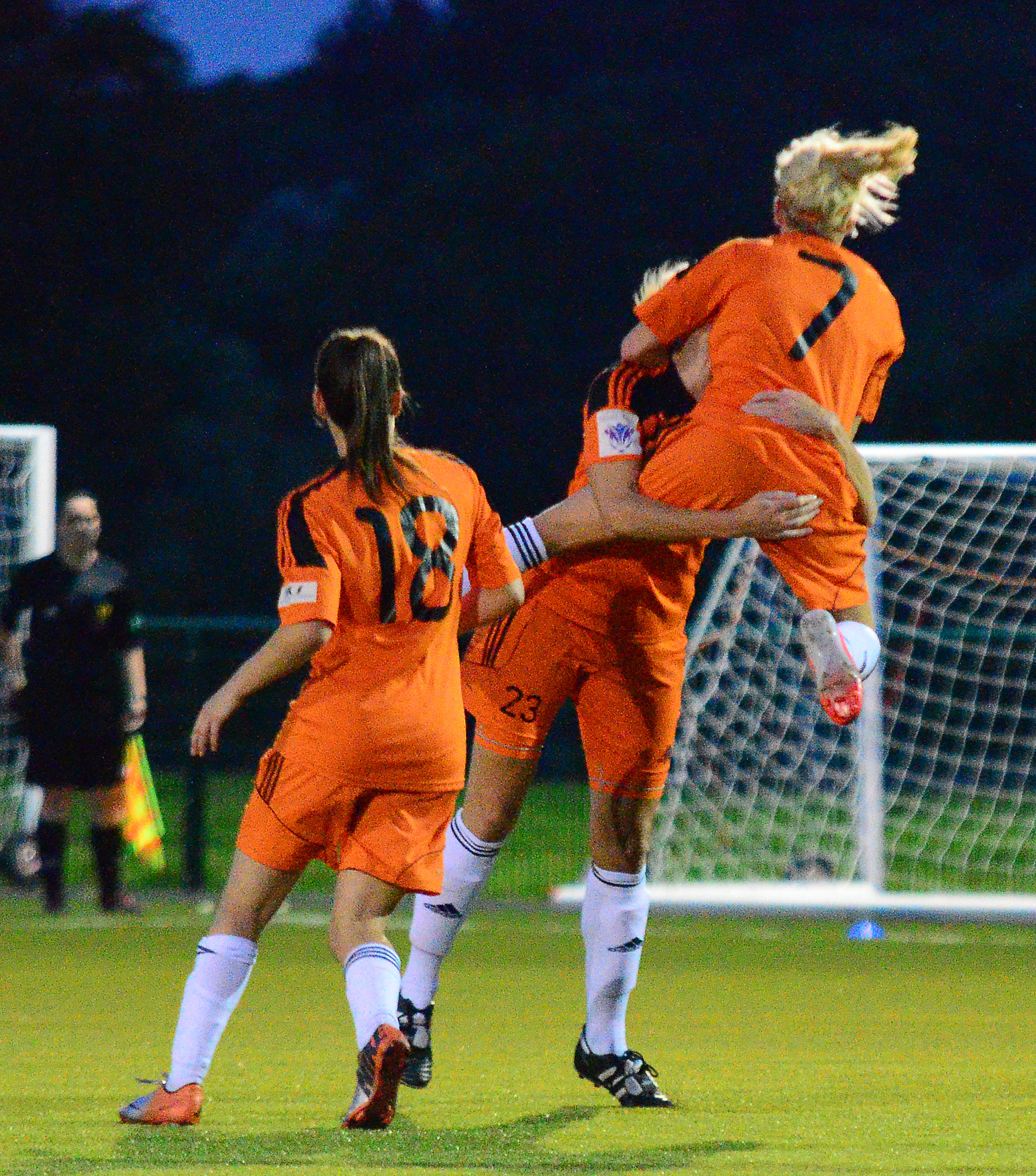Julie Nelson celebrates her goal. Image courtesy of Graeme Berry
