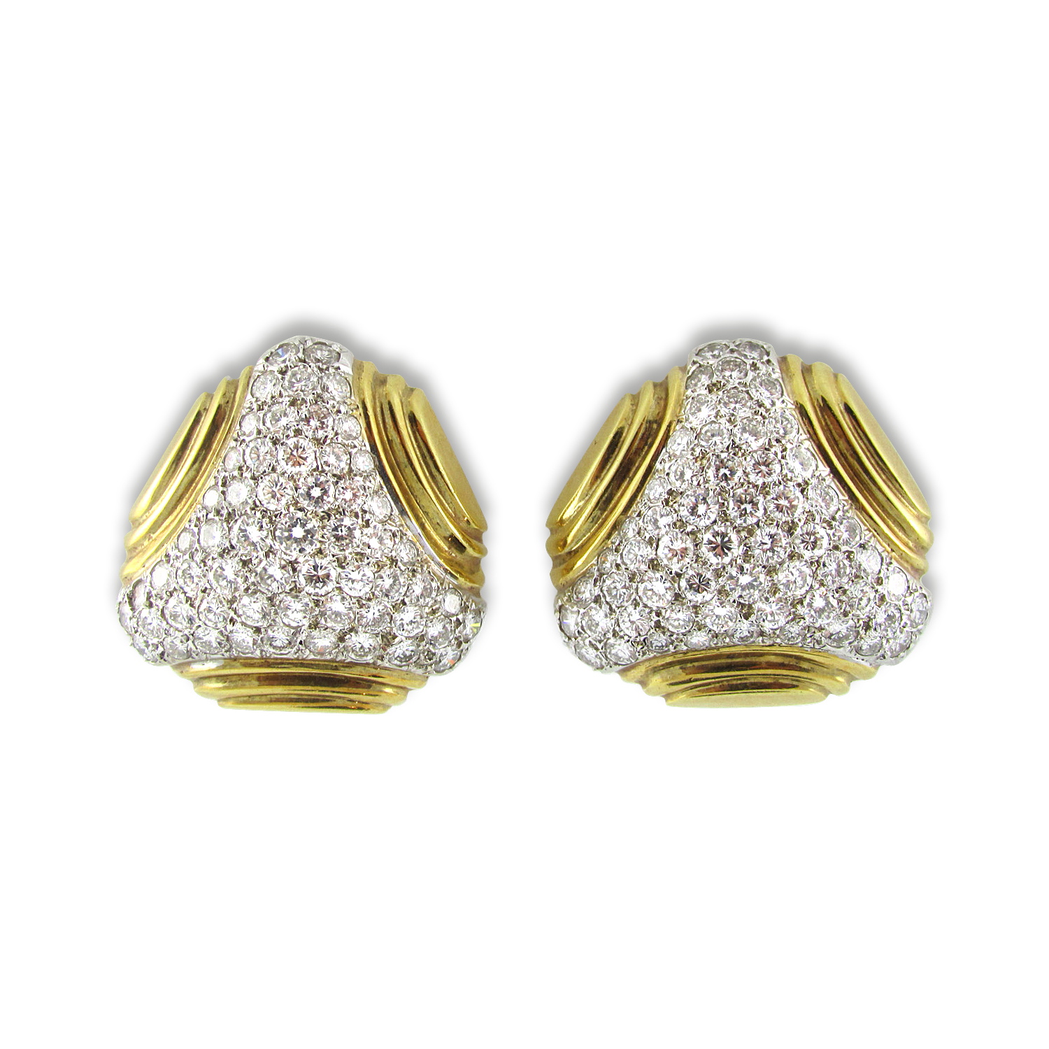 Yellow Gold and Diamond Shield Earrings