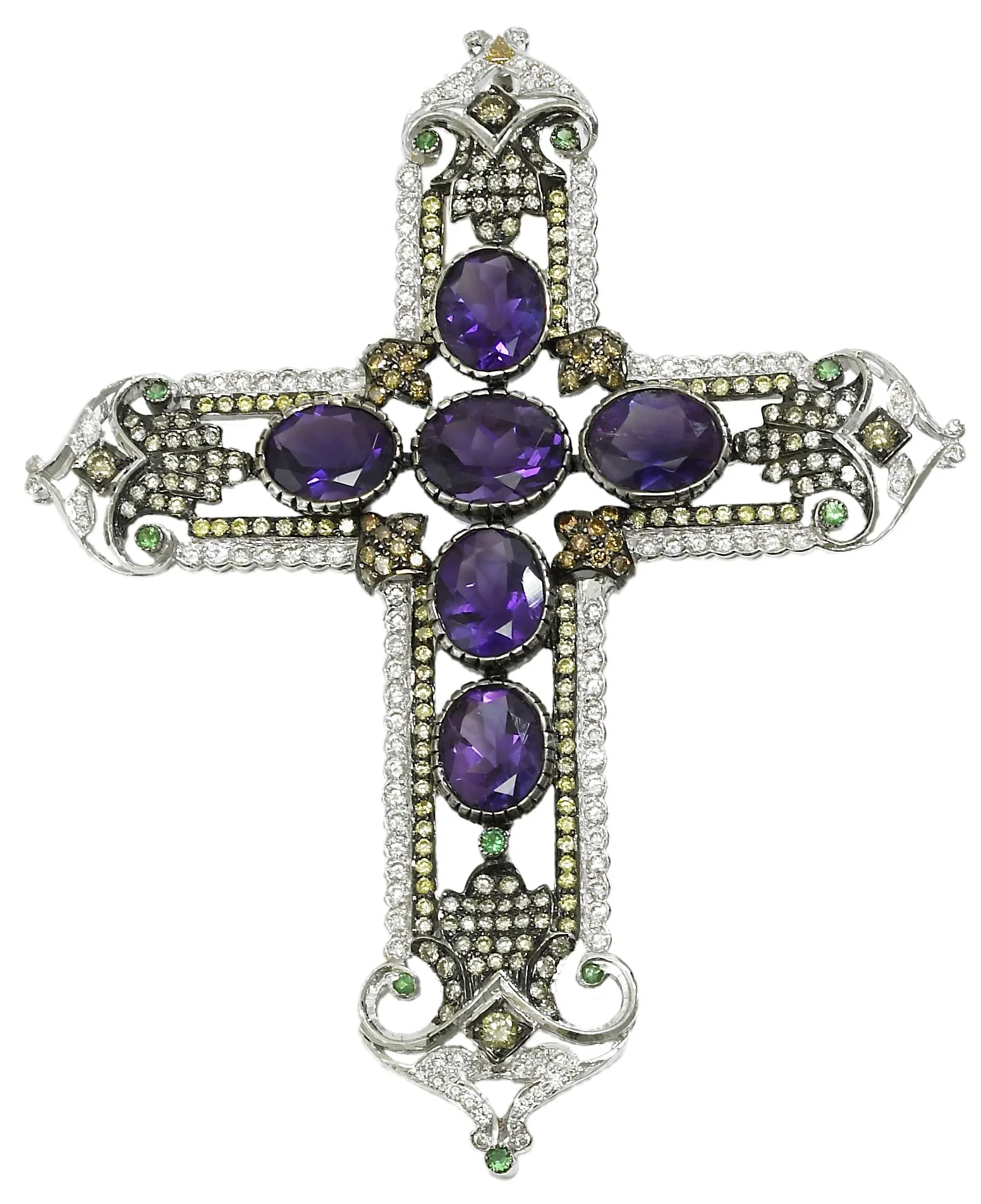 Amethyst, Diamond and Tsavorite Cross