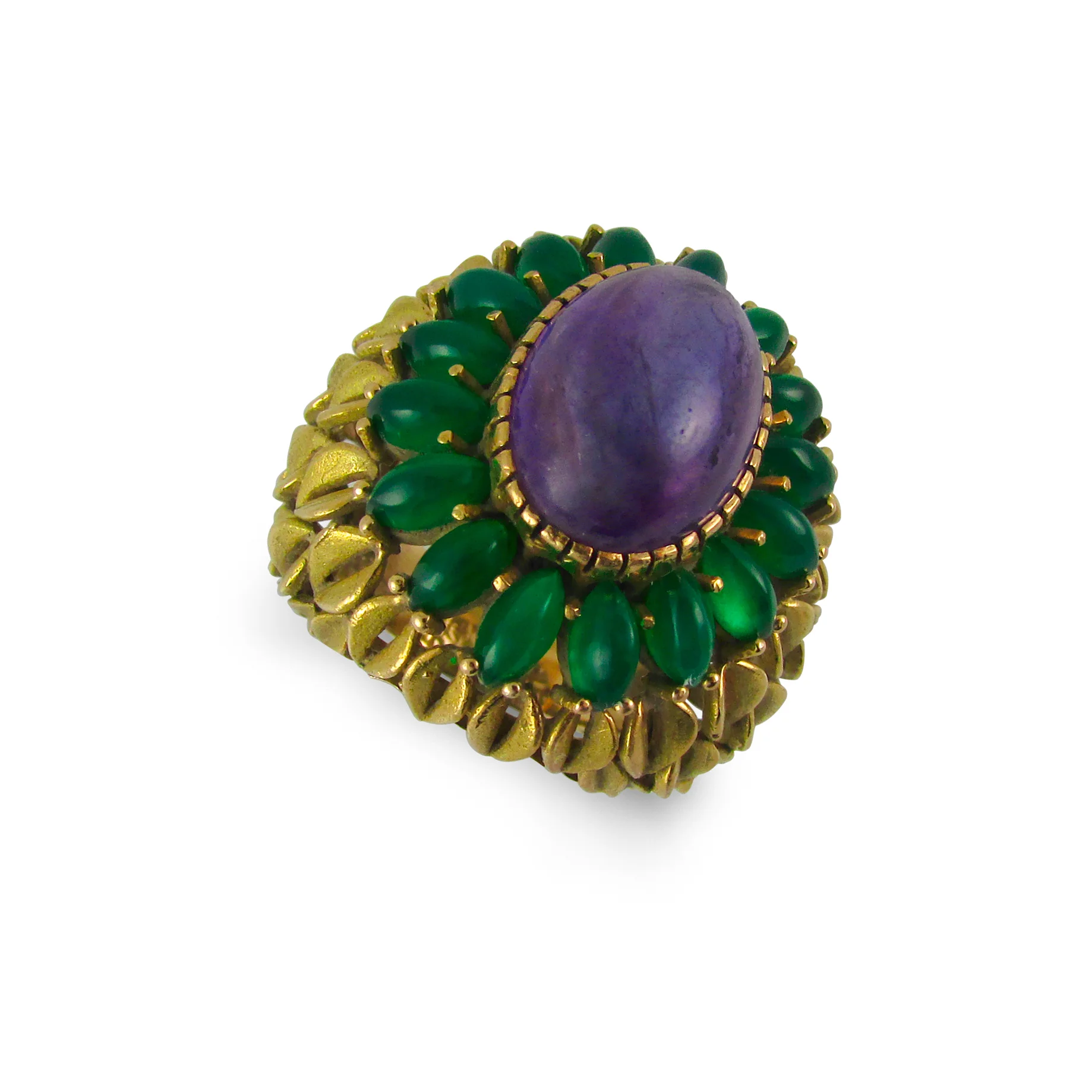 Amethyst and Green Onyx Cocktail Ring