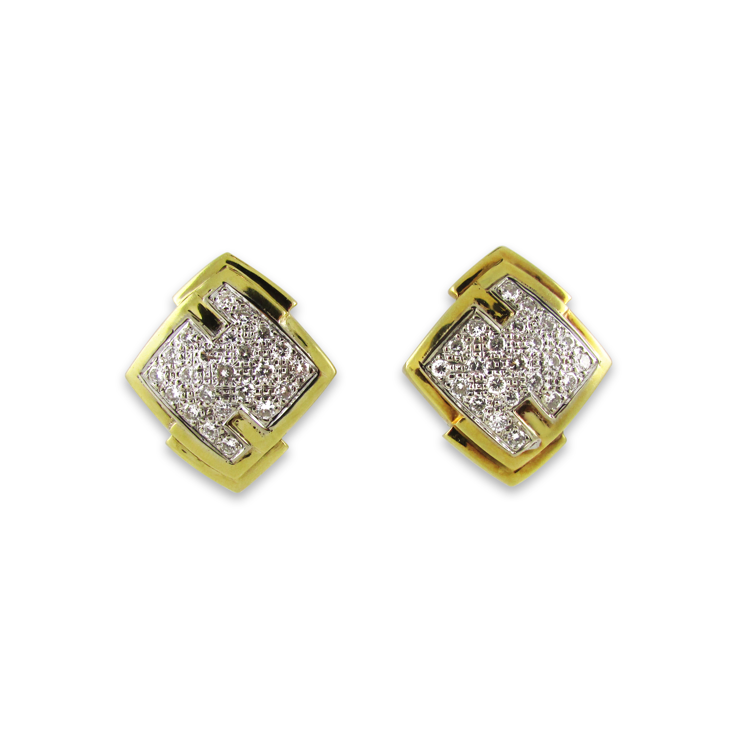 Copy of Geometric Yellow Gold and Diamond Earclips