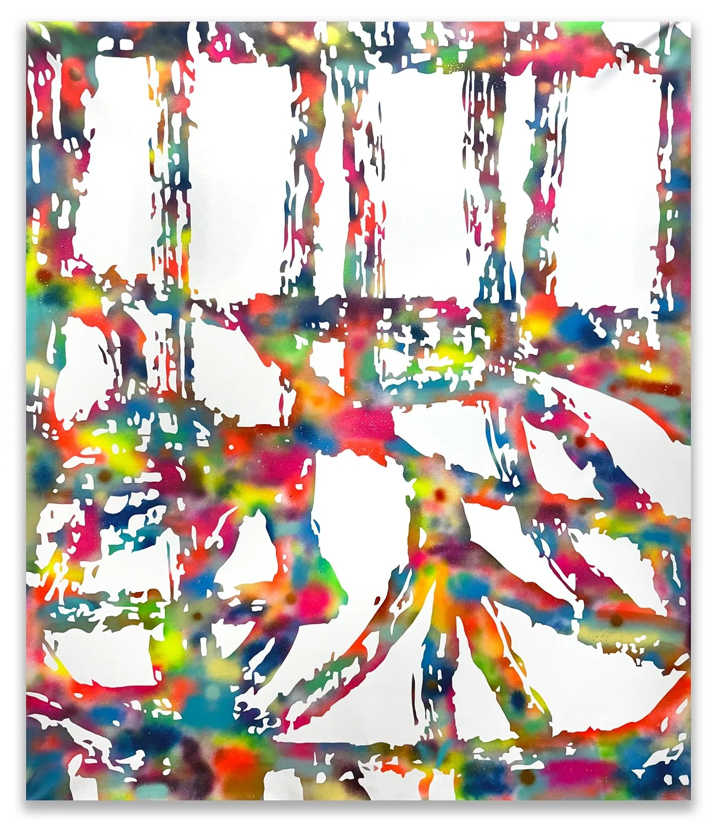 Last big painting of 2025 - 80&rdquo; x 66&rdquo;
.
This painting reflects the feeling of reaching the end of a tumultuous year&mdash;where structure held, fractured, and reformed all at once. Layers of color move across the surface like accumulated 