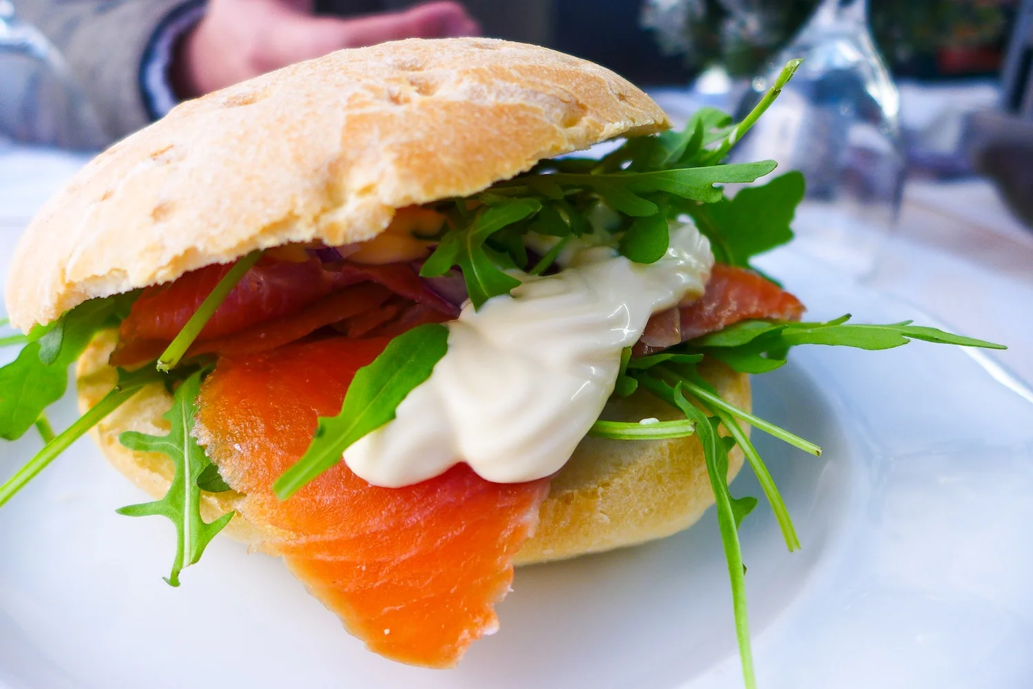 Sendvič s uz. Lososem (CZK 109). Smoked Salmon Sandwich