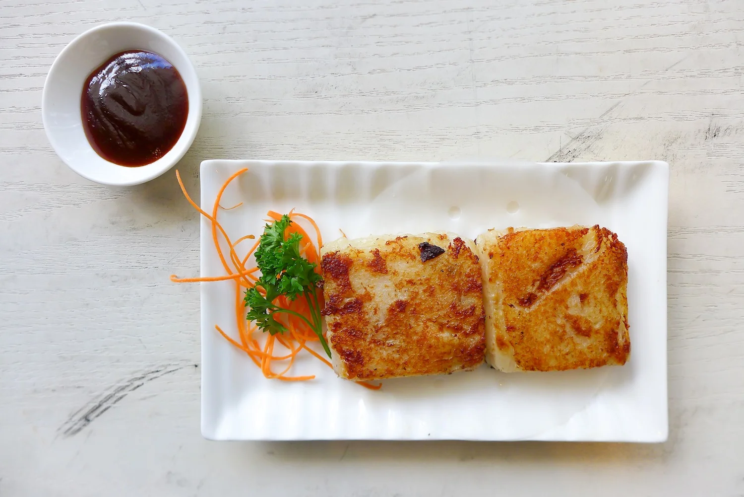 Pan-fried Carrot Cake with Dried Shrimp & Preserved Meat