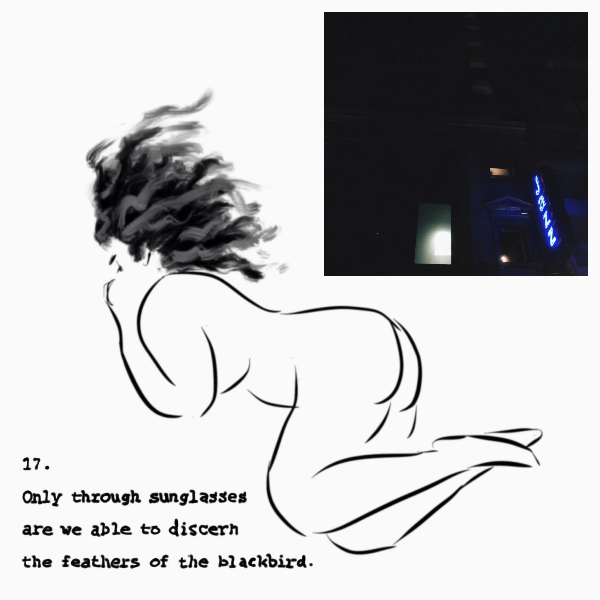 #JawnADay 2014-07-25 Only through sunglasses are we able to discern the feathers of the blackbird. 