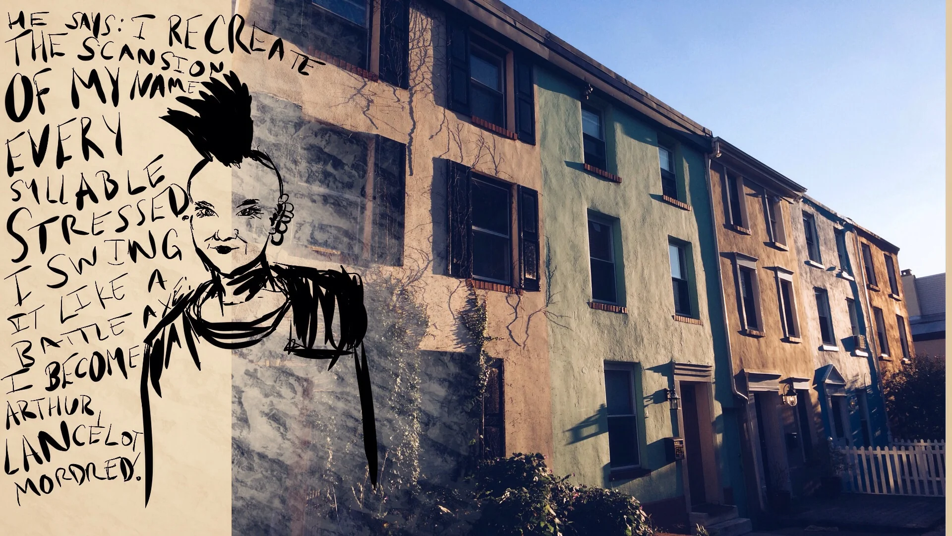 #JawnADay 2014-10-13 He says: I recreate the scansion of my name -- every syllable stressed. I swing it like a battle axe; I become Arthur, Lancelot, Mordred.