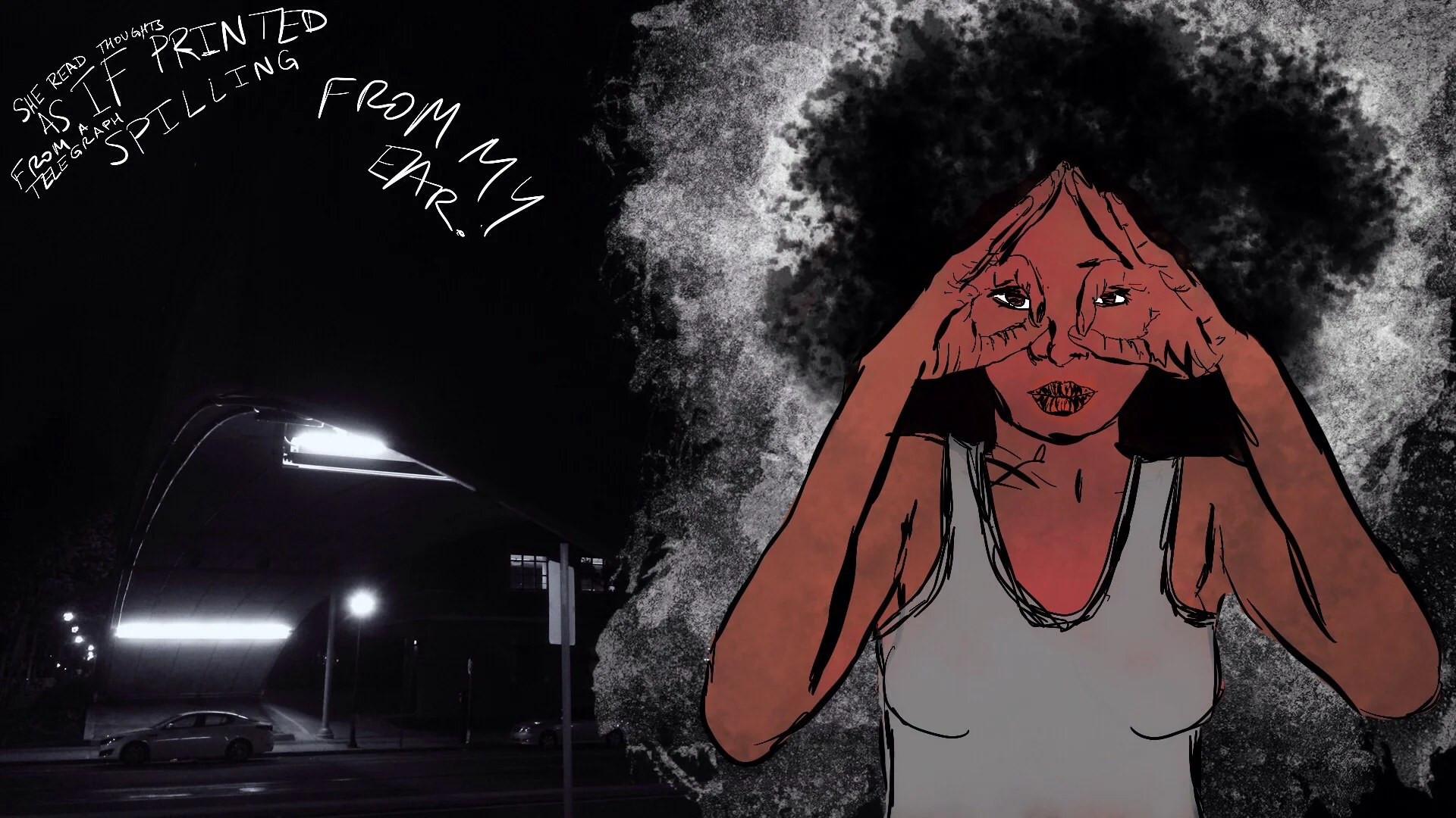 #JawnADay 2014-10-30 She reads thoughts as if printed from a telegram spilling from my ear.