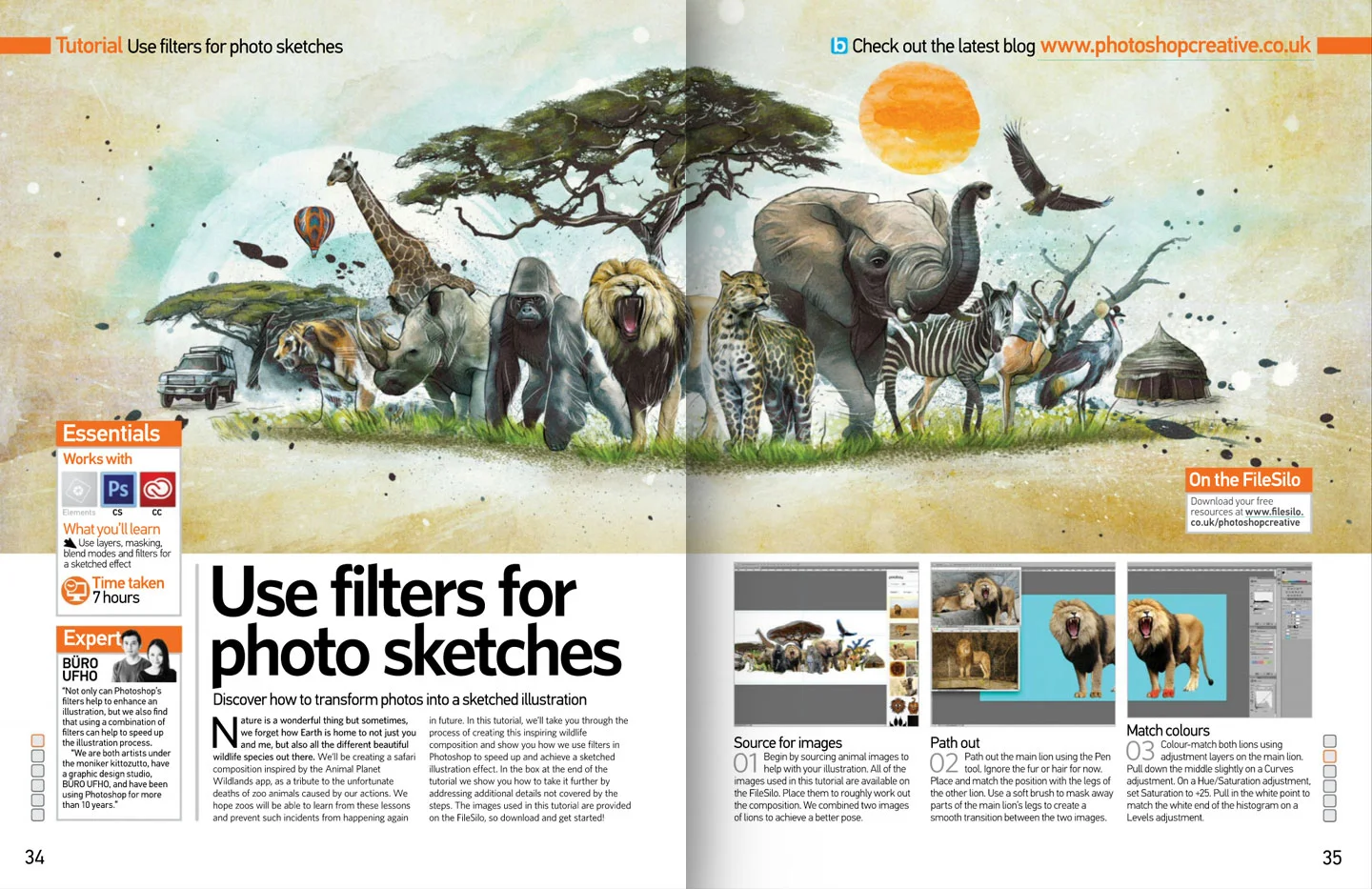 Photoshop Creative Magazine issue 142 Safari illustration spread.
