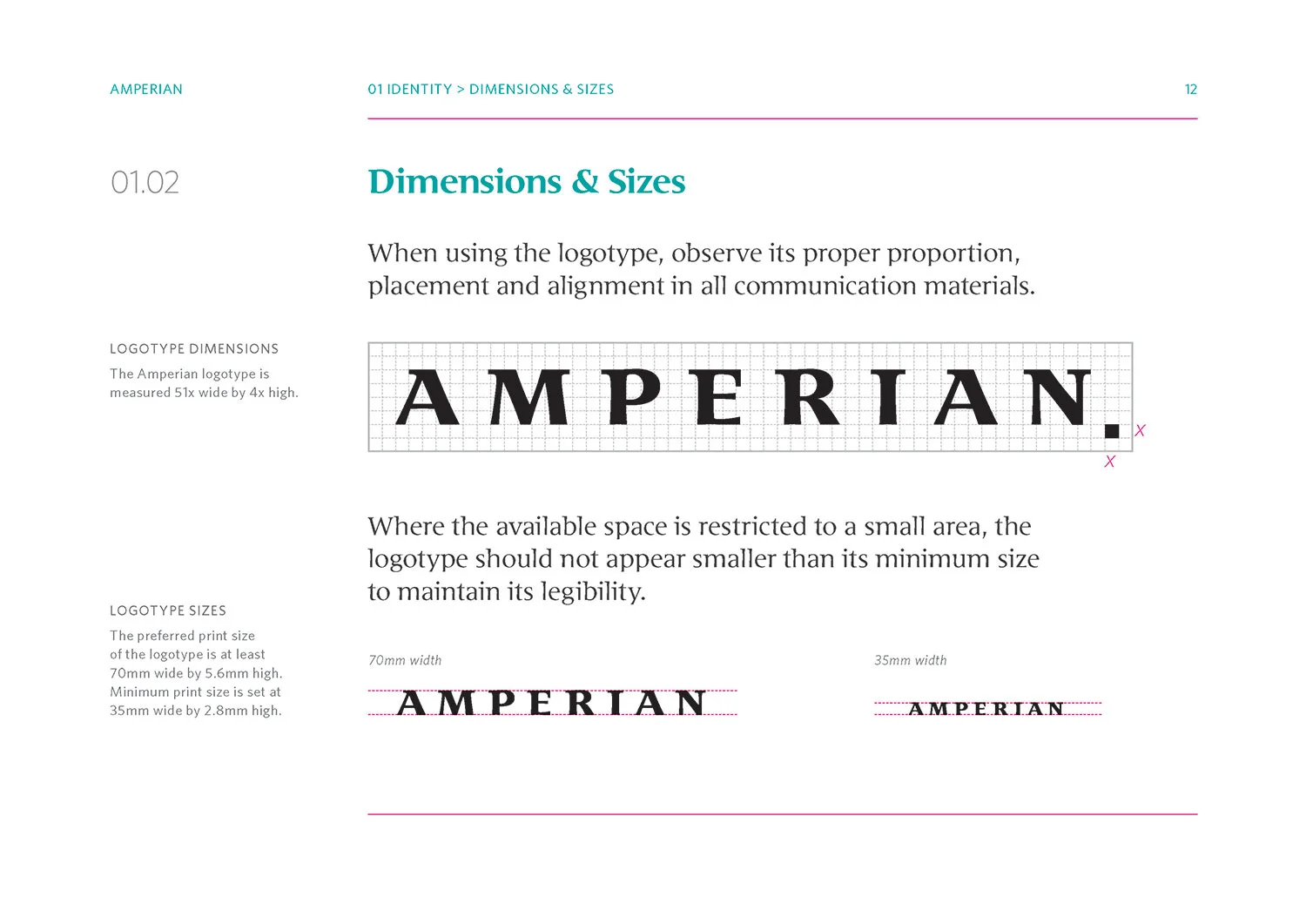 Amperian SG branding corporate identity design guide manual - Dimensions and sizes.