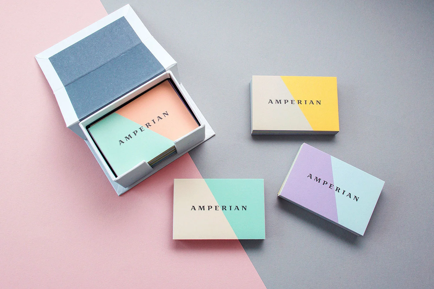 Amperian SG branding corporate identity design - Business cards design by Singapore based brand strategy and creative design consultancy, BÜRO UFHO.