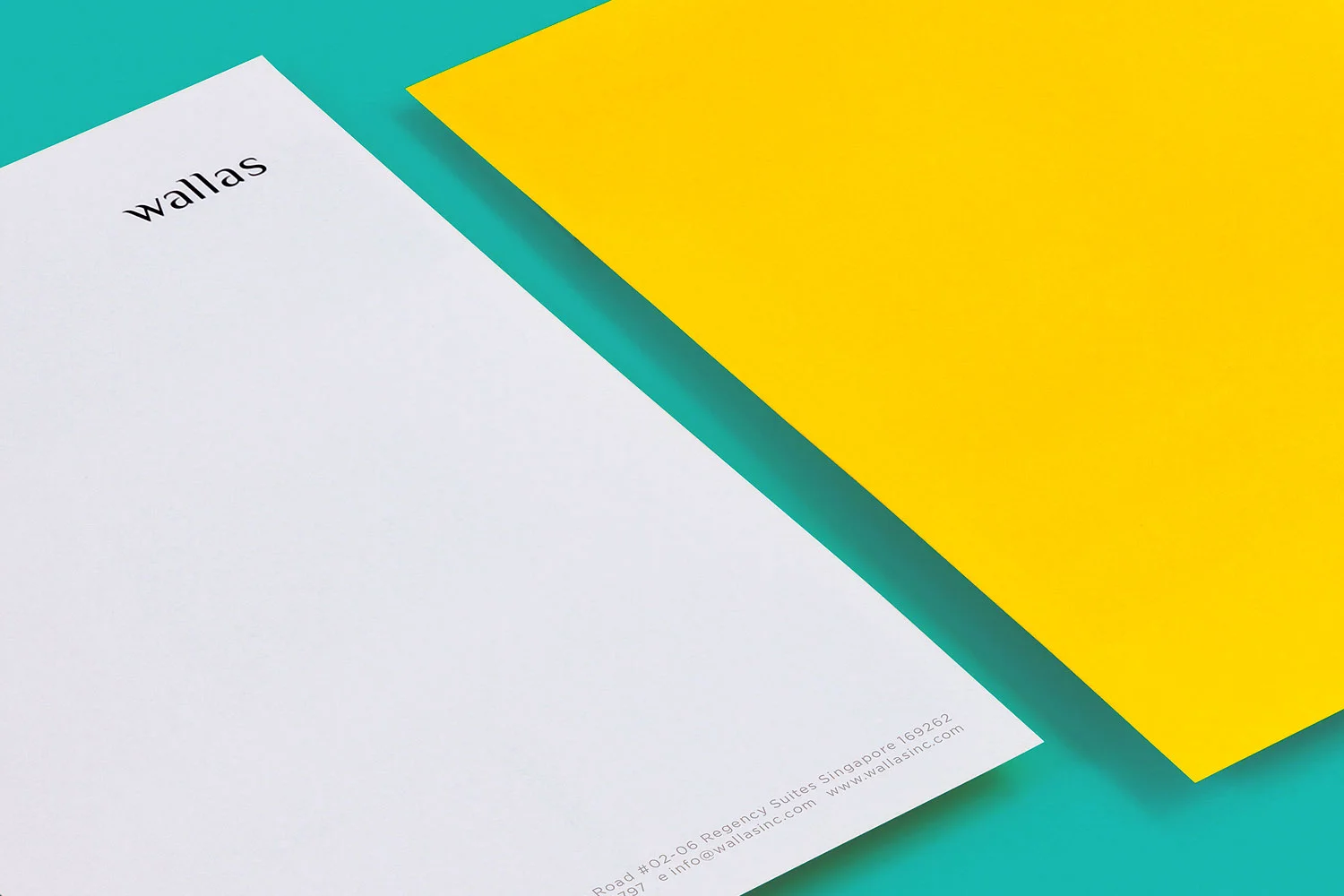 Branding identity design for Wallas Inc, an integrated agency in SG - Corporate identity letterheads design by Singapore based brand strategy and creative design consultancy, BÜRO UFHO.