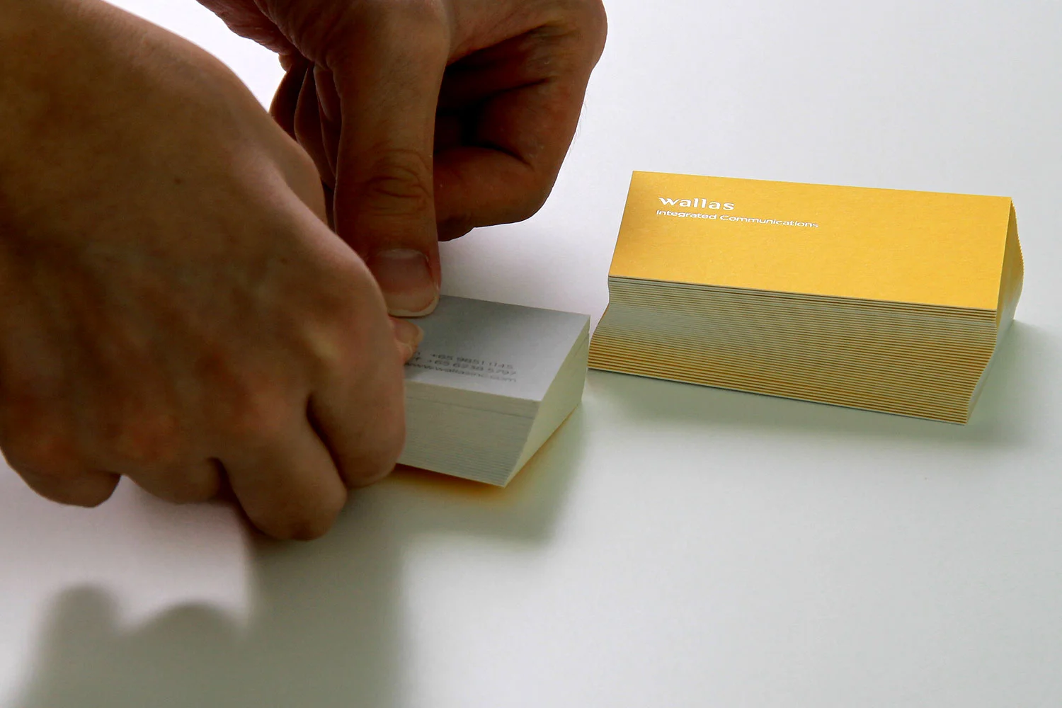 Branding identity design for Wallas Inc, an integrated agency in SG - Business cards.