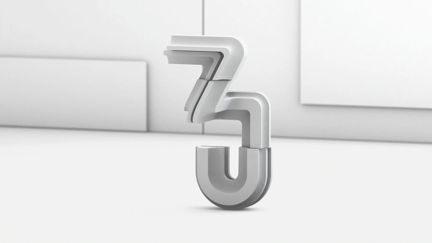 36 Days of Type 2017 - 3D number 3 design clay render visual.