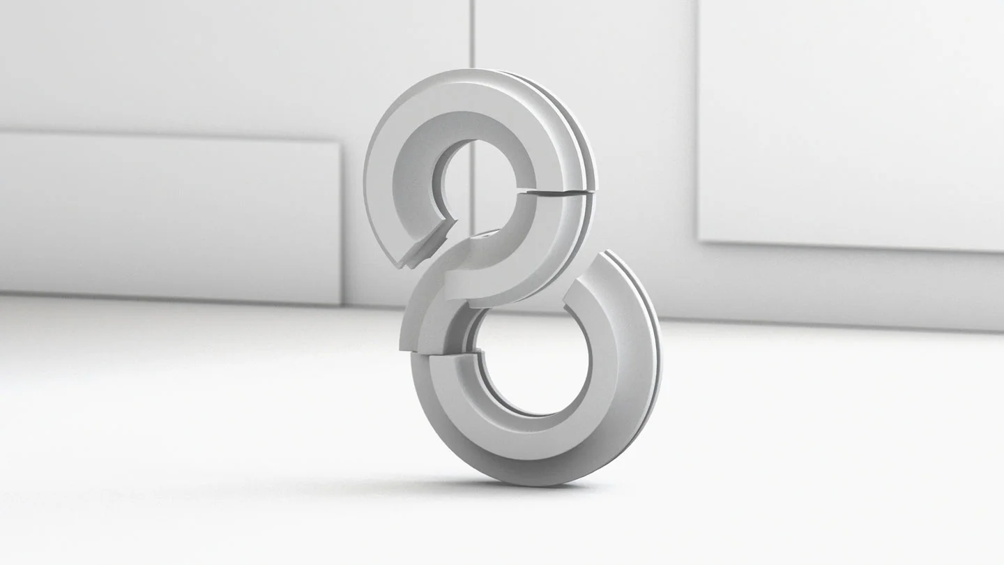 36 Days of Type 2017 - 3D number 8 design wire-frame.