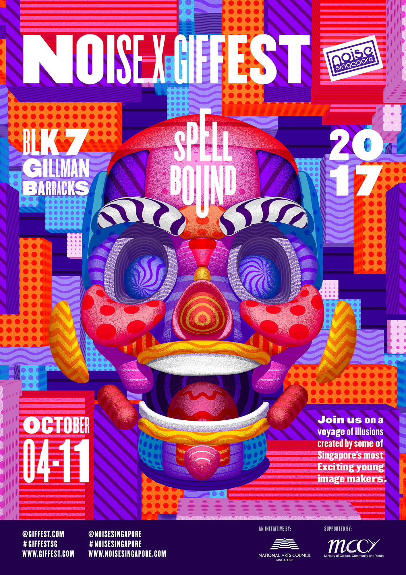GIF Fest SG festival branding identity - Event poster for exhibition at Gillman Barracks, Singapore.