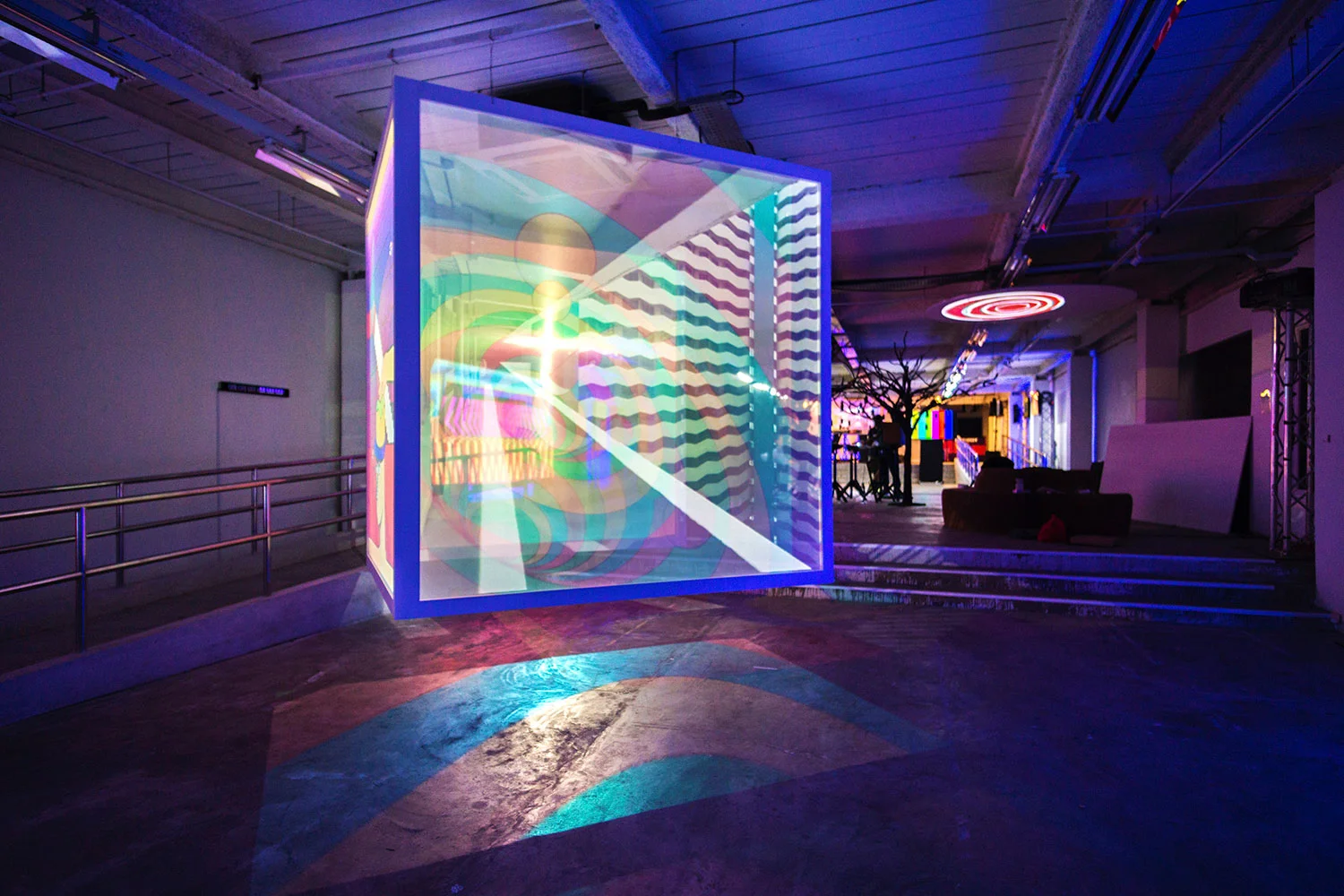 GIF Fest SG festival branding identity - Exhibition projection setup at Gillman Barracks, Singapore. Photography by BÜRO UFHO.