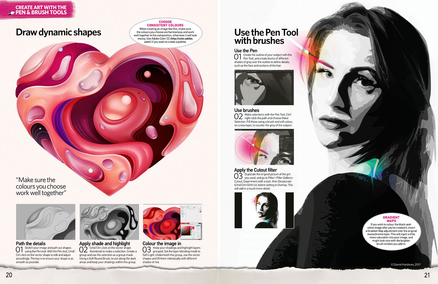Dynamic Heart shape LOVE illustration tutorial by Singapore based brand strategy and creative design consultancy, BÜRO UFHO.