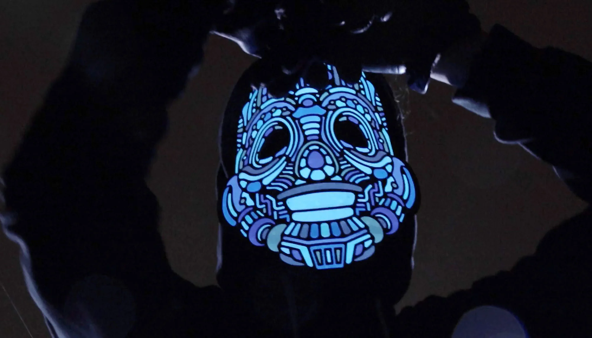 Kickstarter LED light up graphic mask design - Y,Robot.