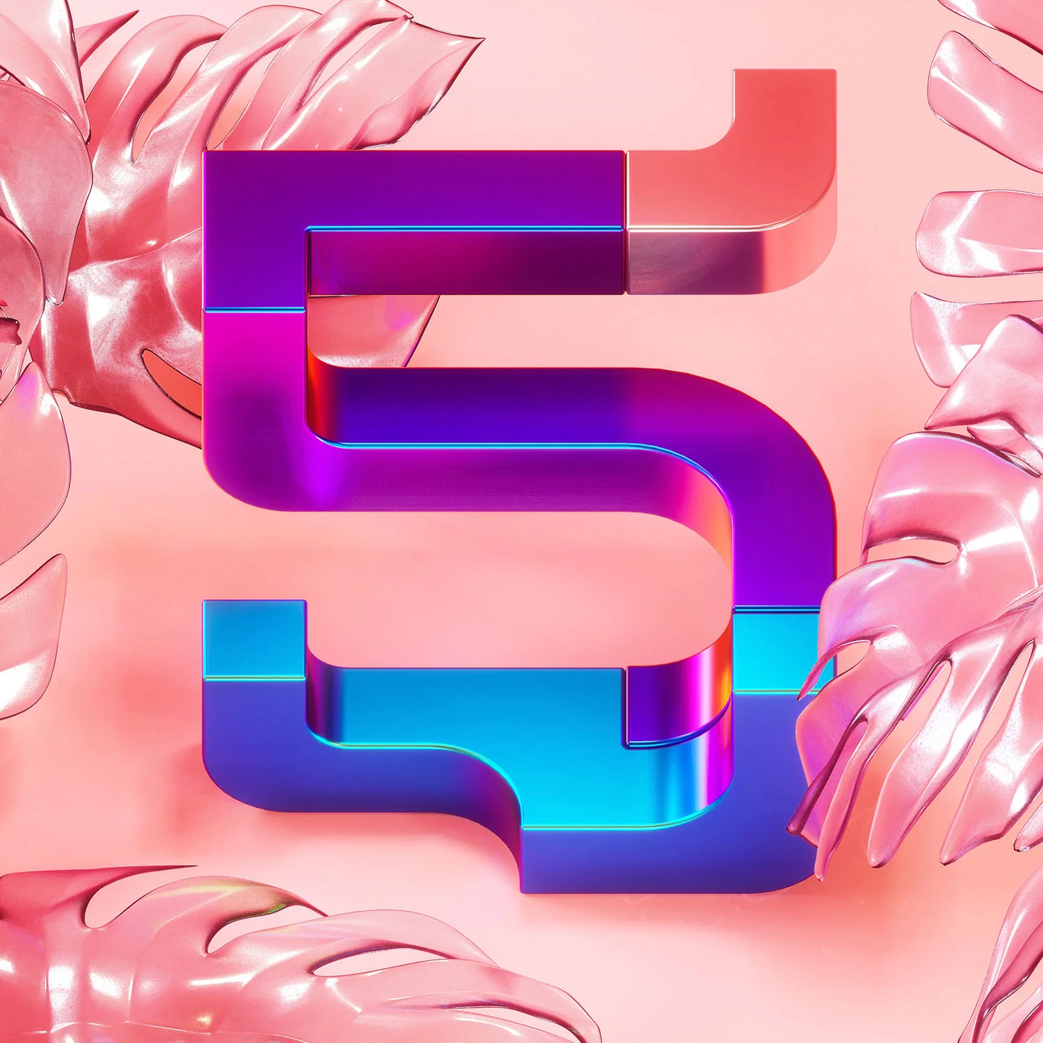36 Days of Type 2018 - 3D typography number 5 visual.