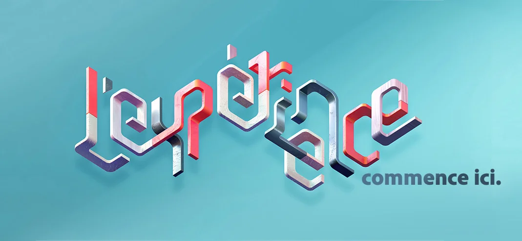 Adobe Experience - 3D typographic key visual version 1 adaptation in French.