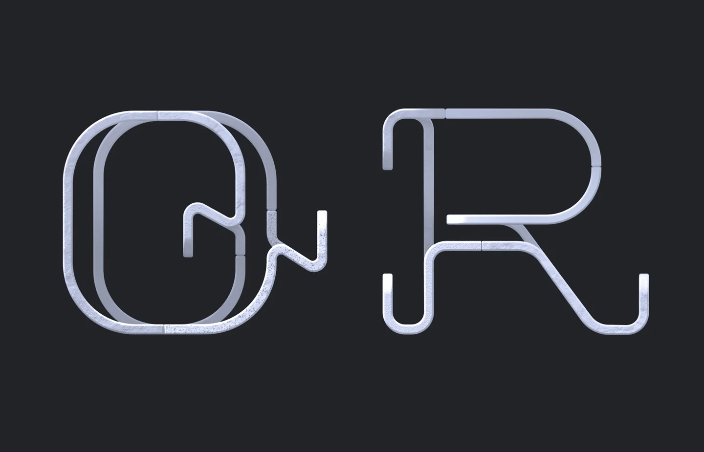 36 Days of Type 2019 - 2D Typeform letter Q & R.
