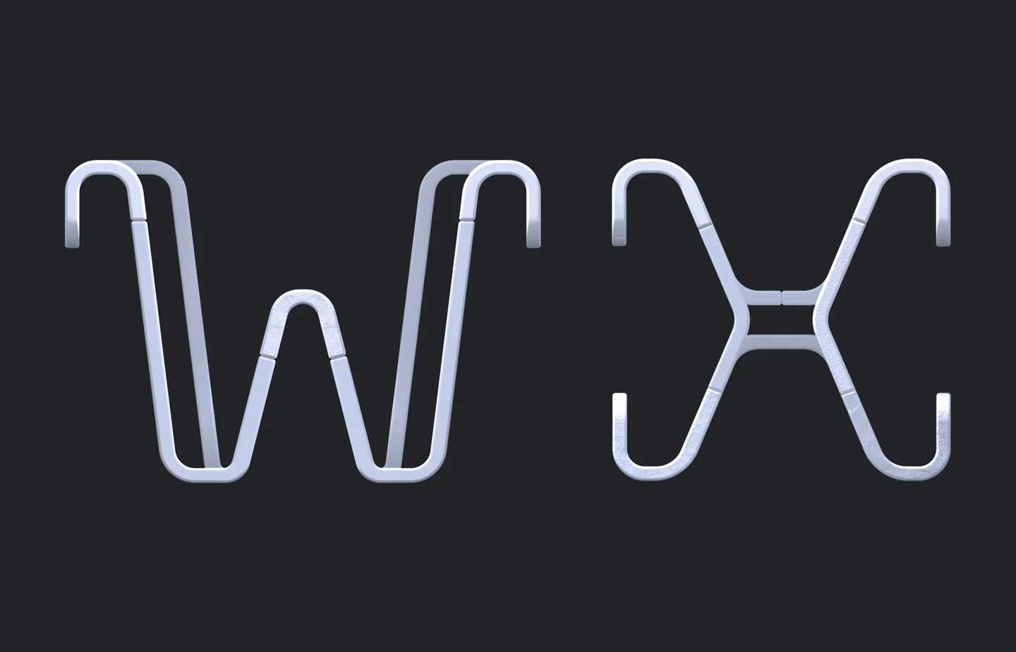 36 Days of Type 2019 - 2D Typeform letter W & X.