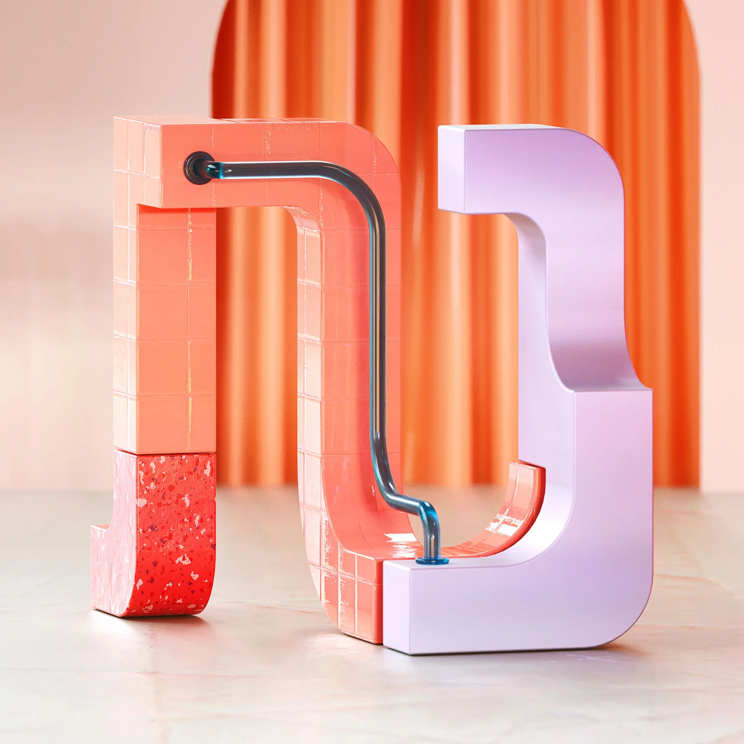 Street of Clans - Letter N 3D Typographic visual.